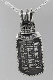 Silver dog tag style pendant