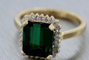 14k emerald halo ring