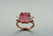 14k rose gold and chatham pink sapphire engagement ring